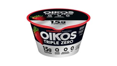Oikos Triple Zero No Added Sugar Nonfat Strawberry Greek Yogurt Cup