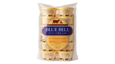 Blue Bell Creameries 12 Homemade Vanilla Flavored Ice Cream Cups