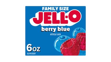 JELL-O Berry Blue Gelatin Dessert Mix Box Family Size