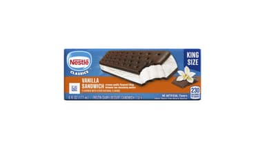 Nestle Treats Classics Frozen Vanilla Dairy Dessert Sandwich King Size