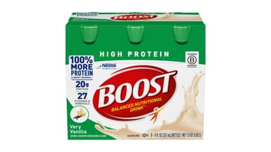 Boost Gluten Free Very Vanilla Flavored Nutritional Protein Drink Shakes