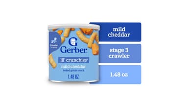 Gerber Snacks for Baby Lil' Crunchies 8+ Months Crawler Baked Grain Mild Cheddar Snacks
